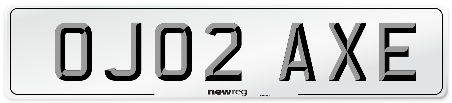 OJ02 AXE Number Plate from New Reg
